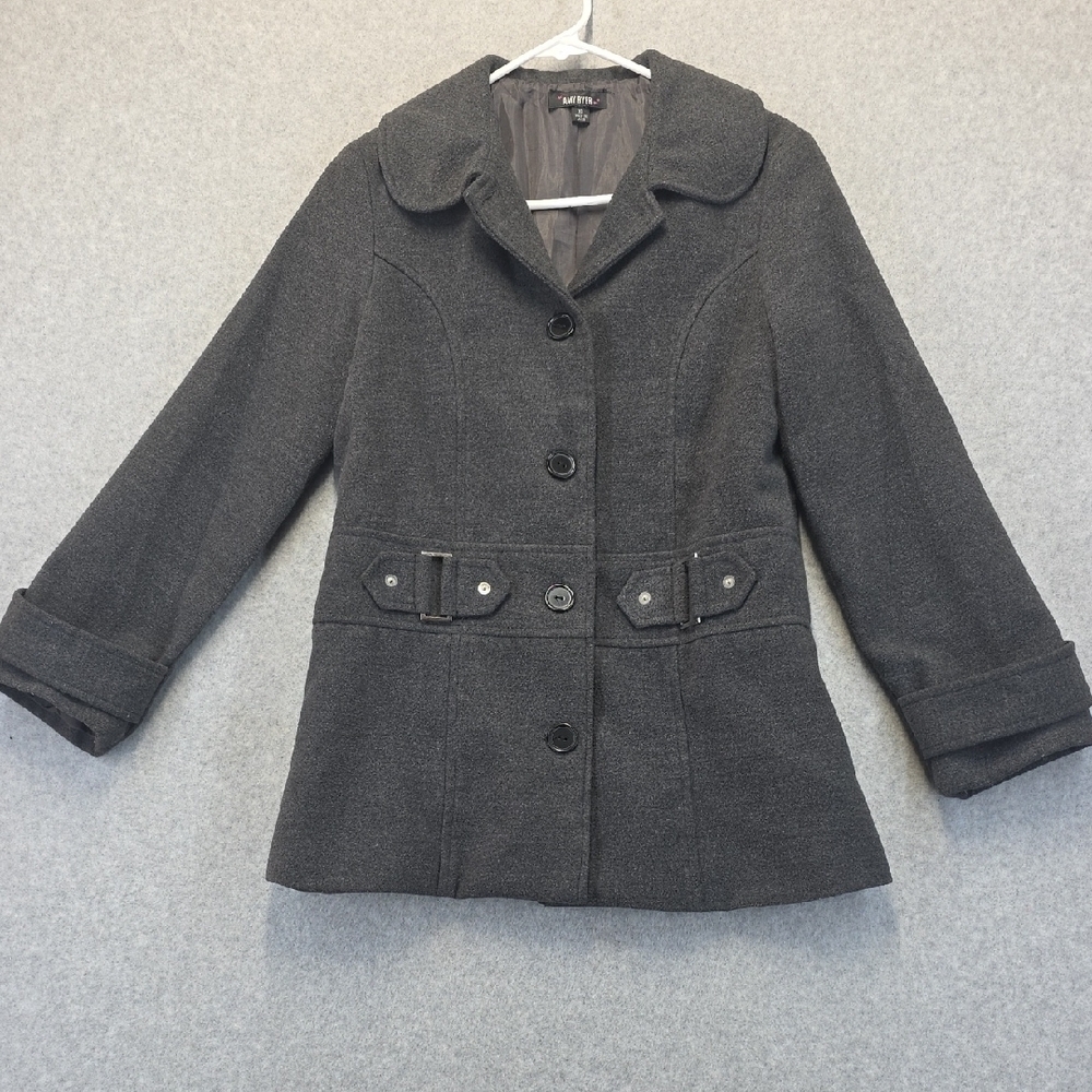 Amy Byer Gray Wool-Blend Button Front Jacket Coat Women’s XL